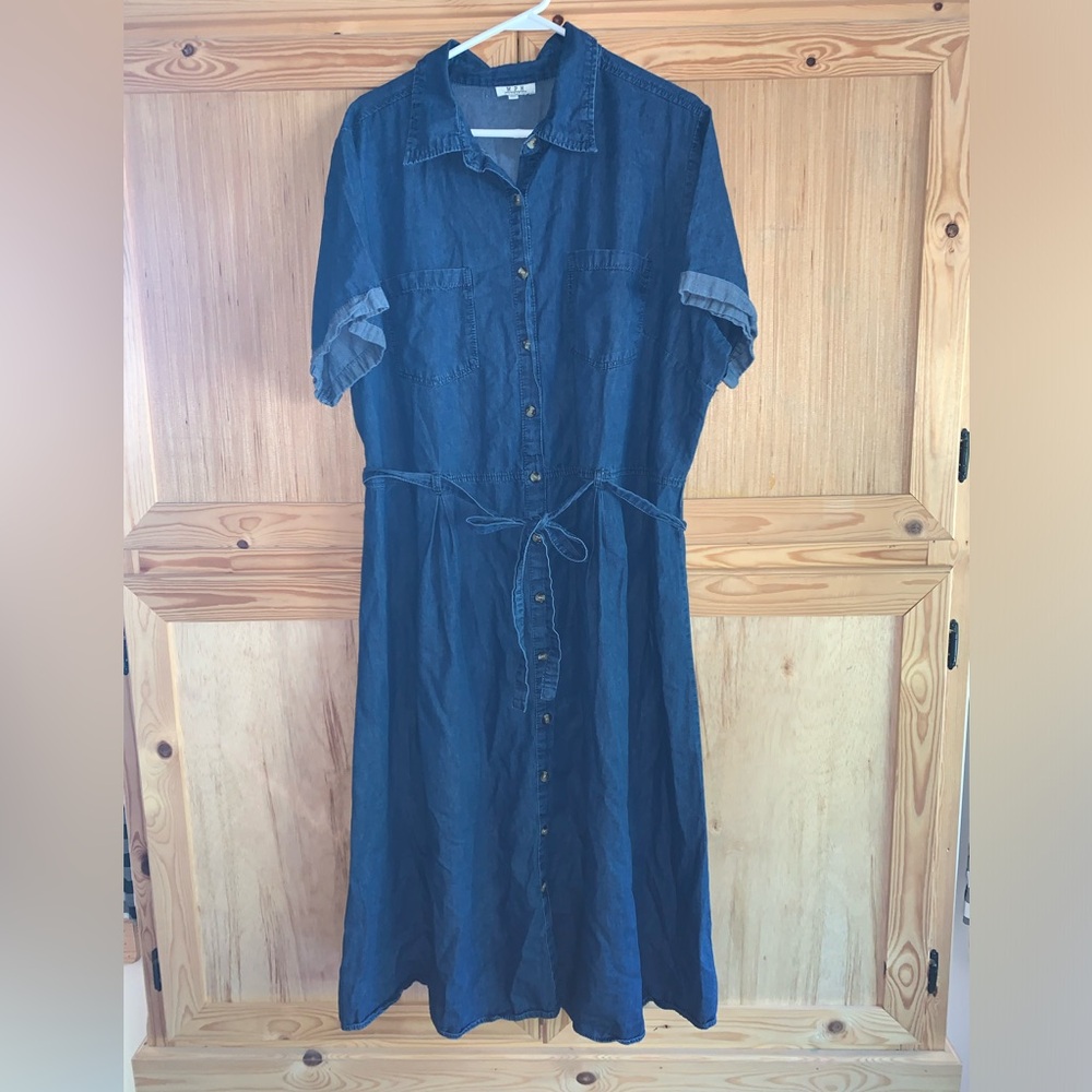 MPH Collection blue denim collared shirt dress size 3X
